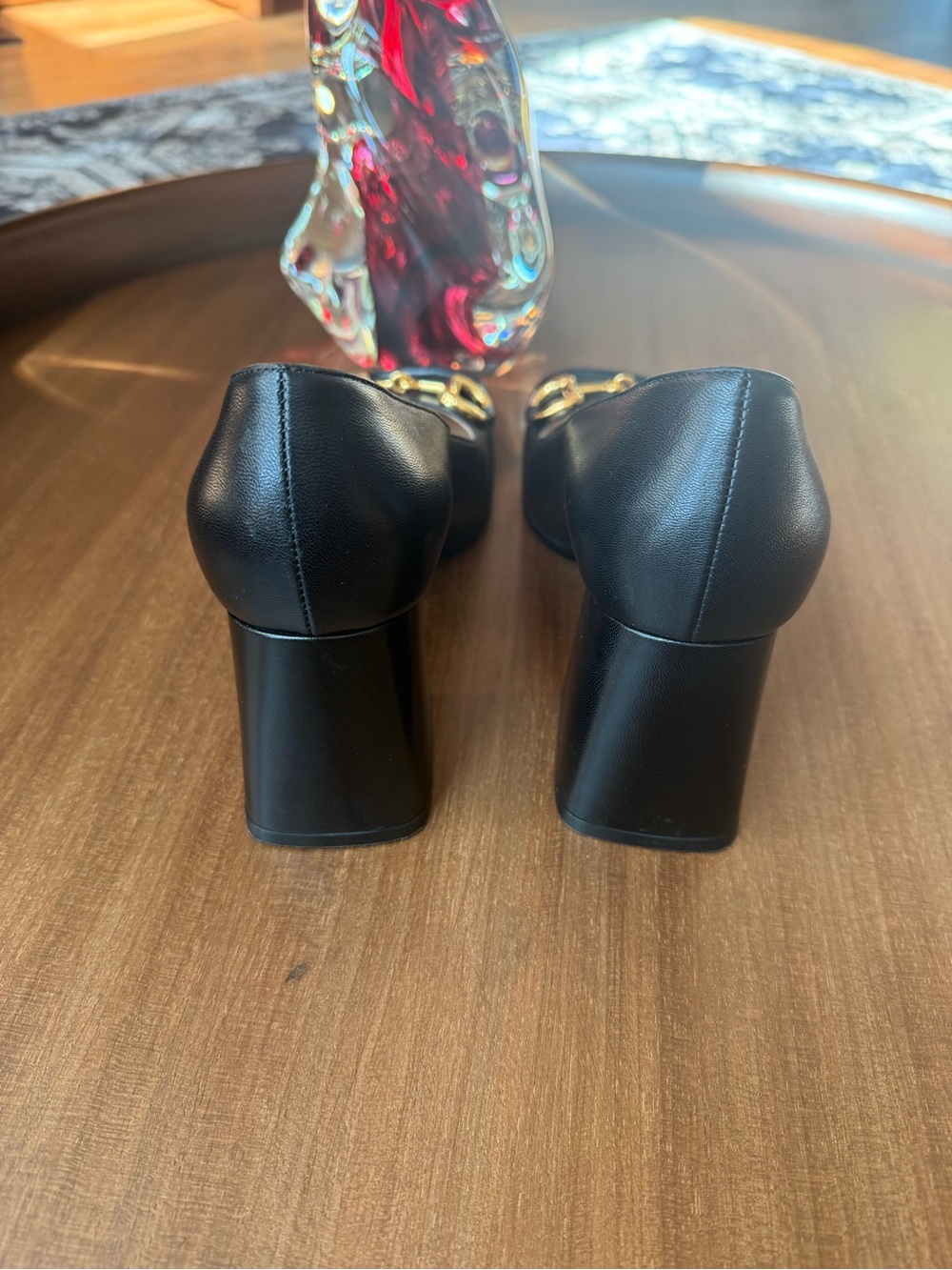 Gucci Black Leather Horsebit Block Heels - Picture 3 of 8